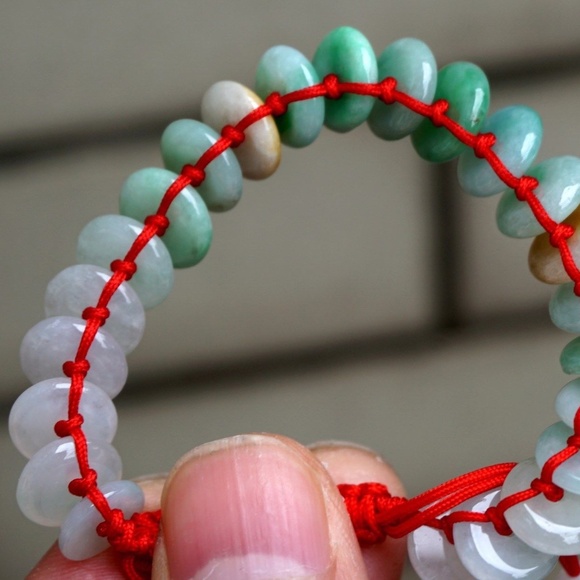 3 Color 100% Natural Untreated Grade A Icy Jade Jadeite Doughnut Bracelet Nice - Picture 5 of 6